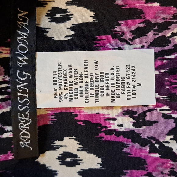 A Dressing Woman Purple/Black Boho Bell Sleeve High Waisted Dress.  Medium NWOT - Picture 8 of 10